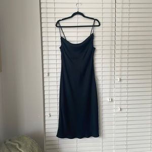 Zara silk black dress with scoop neck